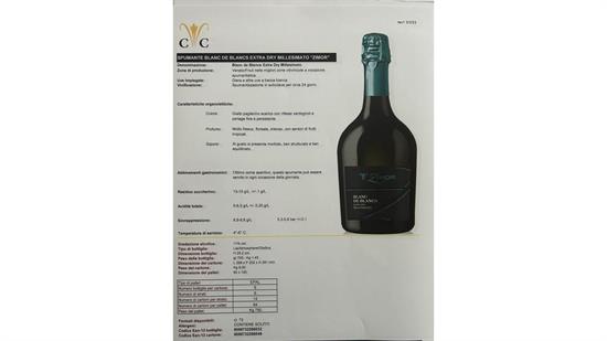 VINO SPUMANTE BLANC DE BLANCS ED ZIMOR MILLESIMATO 0.75LT PZ 6
