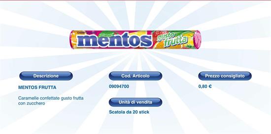 MENTOS FRUTTA STICK X 20 pz.