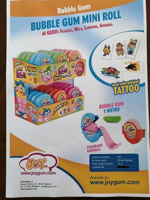 JOYGUM-BUBBLEGUM MINIROLL/TATTOO-18GRX30PZ.